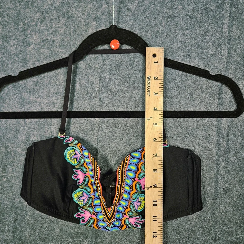 Trina Turk Womens Paisley V-Neck  Halter Bandeau Swim Sz 6